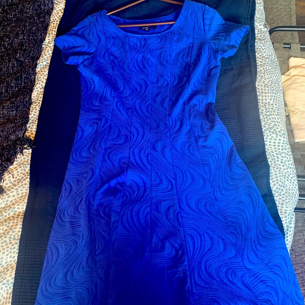 Royal blue fit and flare dress